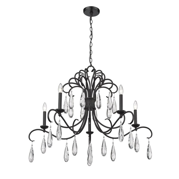 Amara Chandelier, 5-Light, 38 In.W X 22.25 In.H, Matte Black/